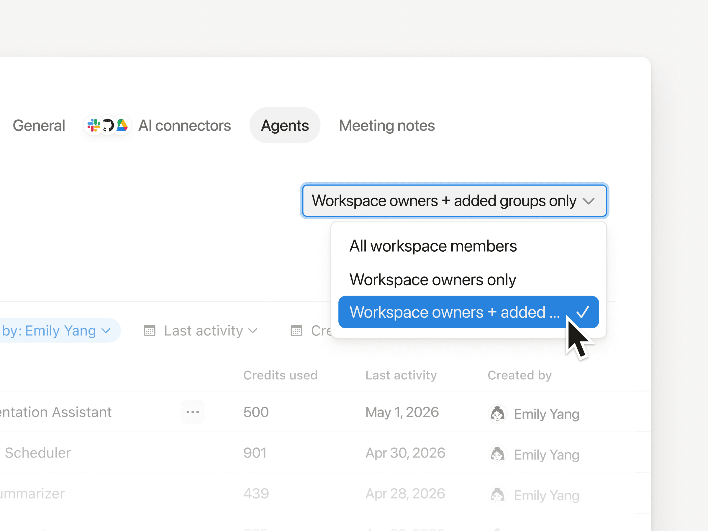 Control who can create agents from the "Notion AI" tab under "Agents" in your workspace settings.