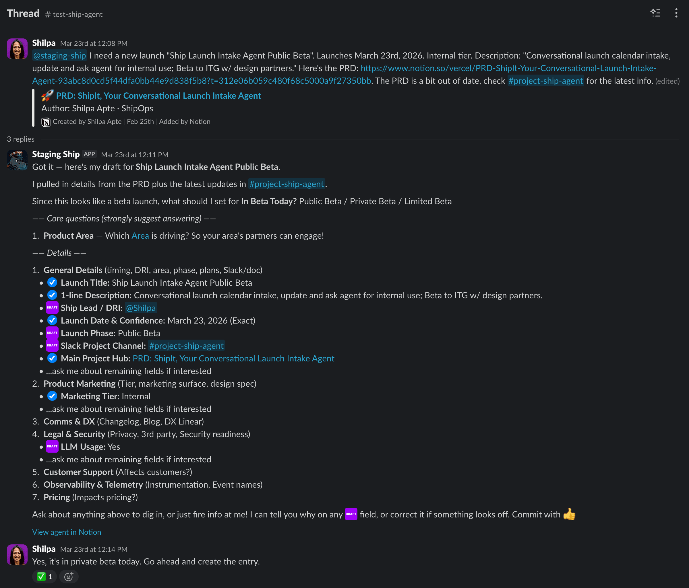Vercel Ship Agent Slack