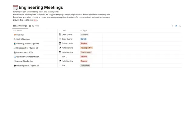 엔지니어링팀 회의록 모음