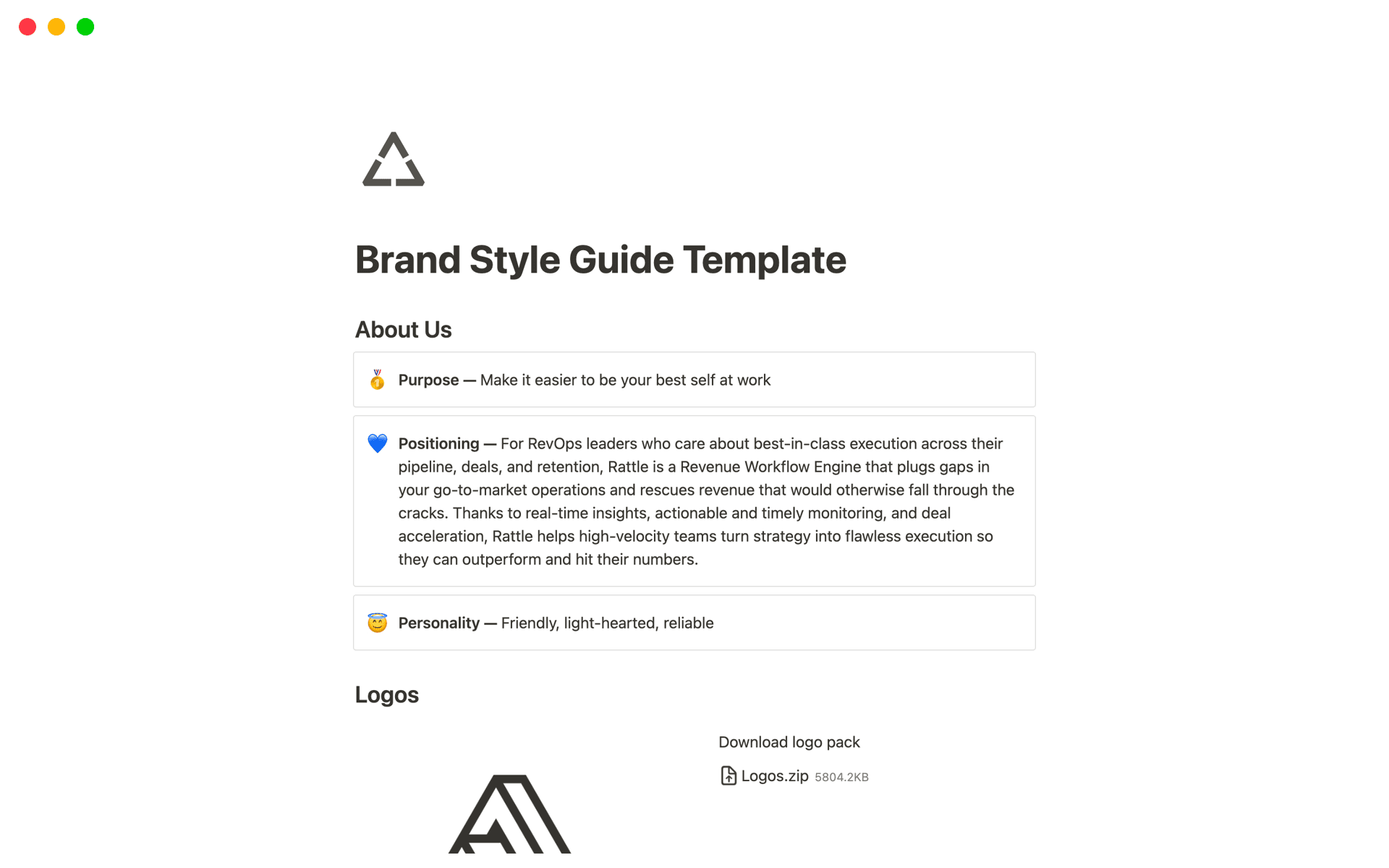 Vista previa de plantilla para Brand Style Guide