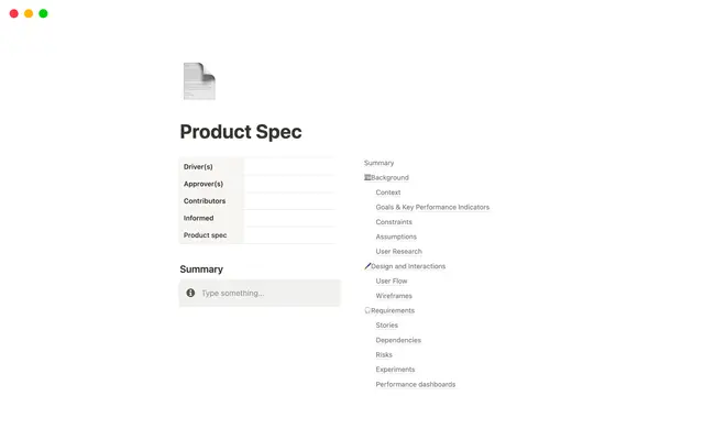 Especificación de producto