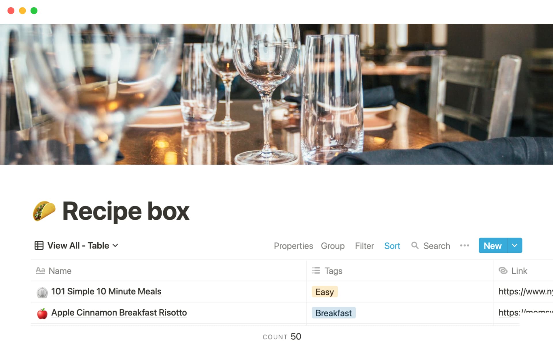 Vista previa de plantilla para Recipe box