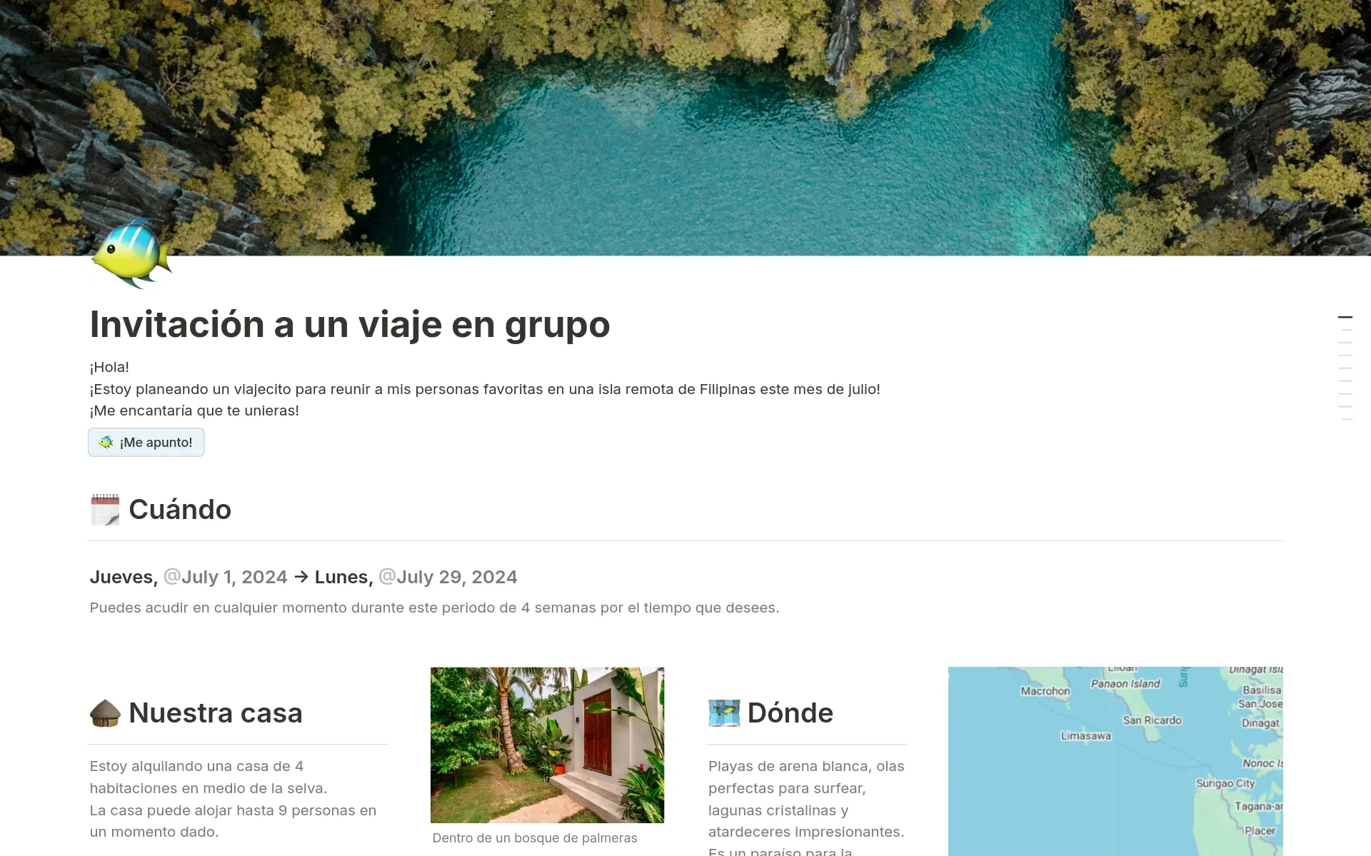 Captura de pantalla de la colección Put it on the map de Notion