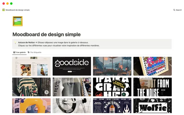 Moodboard de design simple