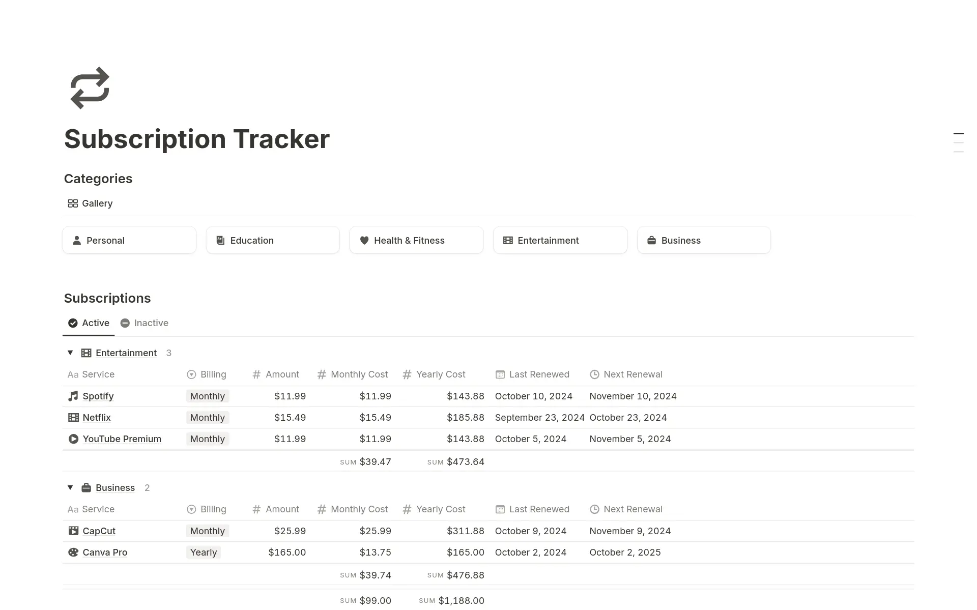 top-10-free-subscription-tracker-templates-in-notion의 이미지