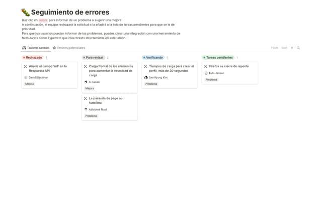 Seguimiento de bugs