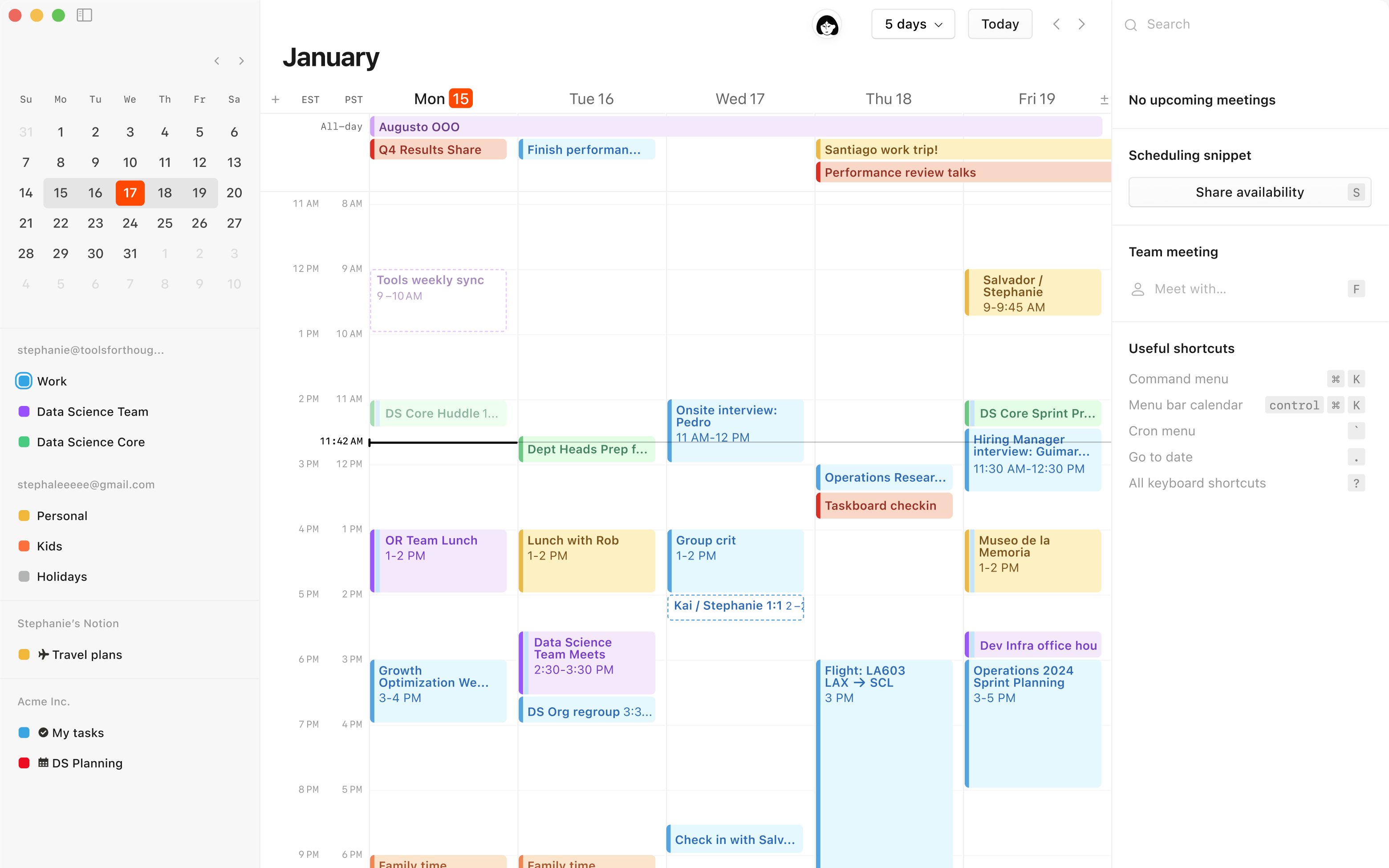 Ein Screenshot von Notion Calendar auf dem Desktop